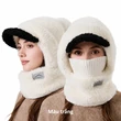 Mũ len chui đầu nữ liền khăn quàng cổ lông nhung, phối màu,... - ảnh 1