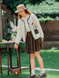 Áo len cardigan nữ phong cách vintage nghệ thuật, thêu hoa nhiều màu, viền phối màu, mặc thu