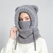 Mũ len nữ trùm đầu liền khăn quàng và khẩu trang, lót lông giữ ấm, che tai, dùng cho mùa đông ngoài trời