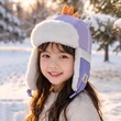 Mũ bé trai bé gái mùa đông lót lông dày giữ ấm che tai hình khủng long dễ thương