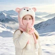 Mũ len trùm đầu liền khăn ống và khẩu trang cho bé trai bé gái, giữ ấm mùa đông, có che tai, họa tiết hoạt hình