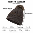 Mũ len nữ 2 lớp đính quả bông, kiểu lỗ thoáng, che tai giữ ấm, thu đông