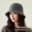 Mũ bucket dệt kim vân nổi cho mùa thu đông