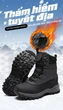 Giày boots tuyết nam cổ cao, chống nước chống trượt, lót bông giữ ấm mùa đông