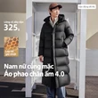 Áo phao lông vũ dáng dài nam nữ unisex mùa đông kiểu thể thao - ảnh 2