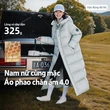 Áo phao lông vũ dáng dài nam nữ unisex mùa đông kiểu thể thao - ảnh 4