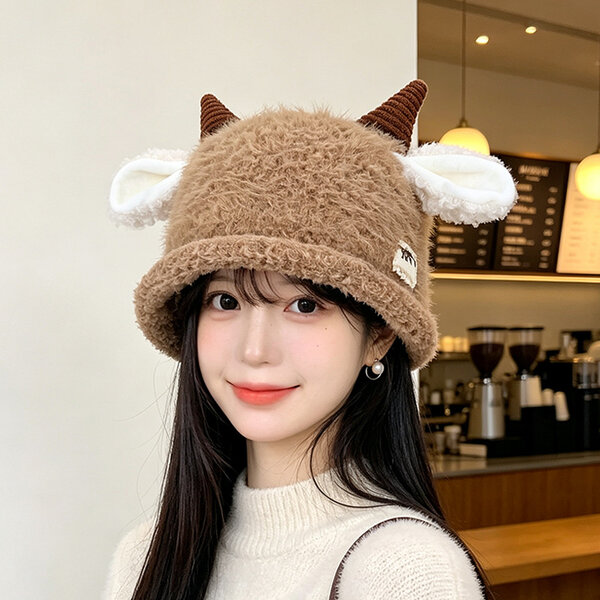Mũ len nữ tai che giữ ấm mùa đông kiểu tai cừu lông xù dễ...