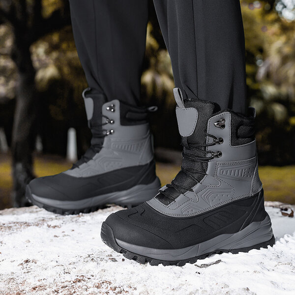 Giày boots tuyết nam cổ cao, chống nước chống trượt, lót bông...