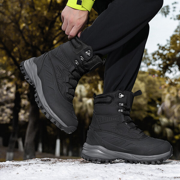 Giày boots tuyết nam cổ cao, chống nước chống trượt, lót bông...