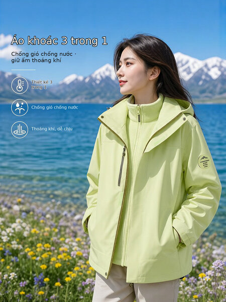Áo khoác 3 trong 1 nam nữ đi outdoor leo núi, chống lạnh giữ ấm,...