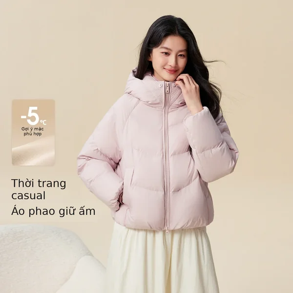 Áo khoác phao lông vũ nữ dáng ngắn kiểu bánh mì ngọt ngào cho...