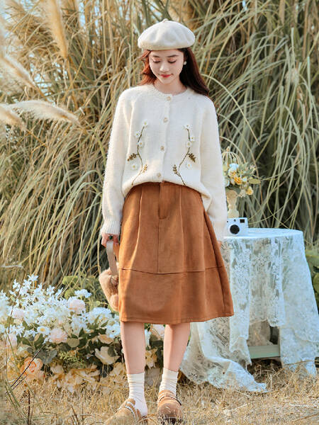 Áo len cardigan dệt kim nữ thêu hoa phong cách ngọt ngào, trắng,...