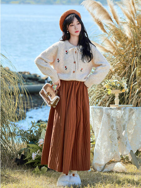 Áo cardigan len nữ thêu hoa buộc dây phong cách ngọt ngào, dáng...