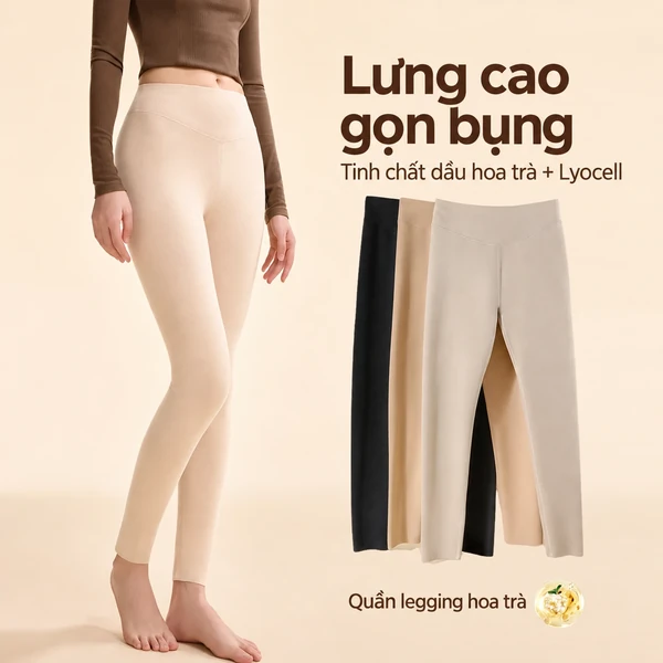 Quần giữ nhiệt nữ lưng cao ôm dáng lót nỉ giữ ấm mùa thu...
