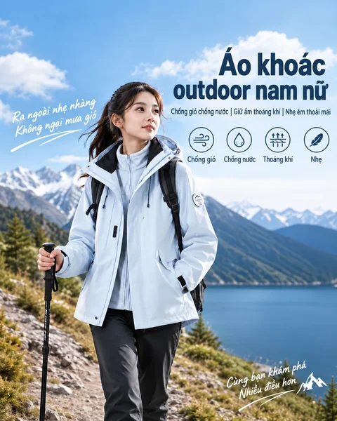 Áo khoác nữ outdoor chống gió chống nước màu hồng, mặc xuân...