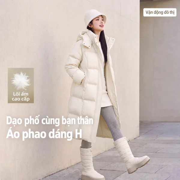 Áo phao lông vũ dáng dài nữ mùa đông