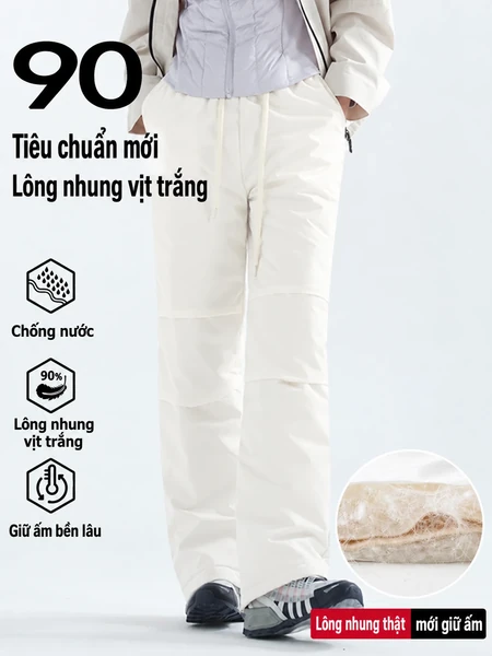 Quần lông vũ nữ mặc ngoài mùa đông, chống nước, 90% lông...