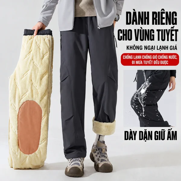 Quần bông giữ ấm mùa đông chống nước chống gió lót lông...
